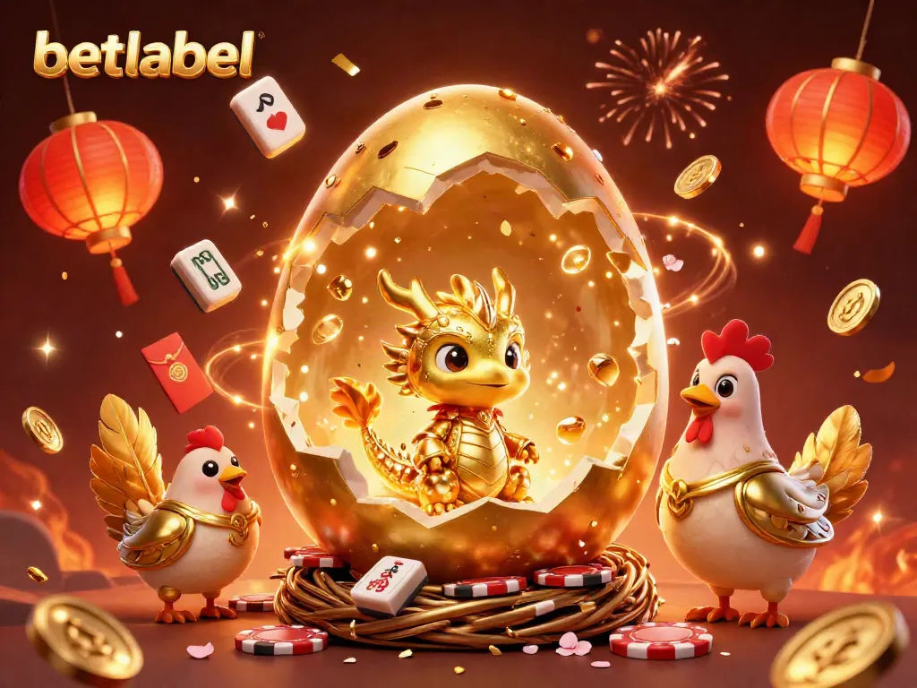 Experience thrilling wins at Betlabel Casino with stunning visuals of a golden egg and dragon.